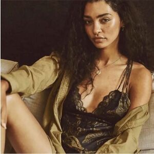 NWT Free People Floral pattern lace trim Cami size XS